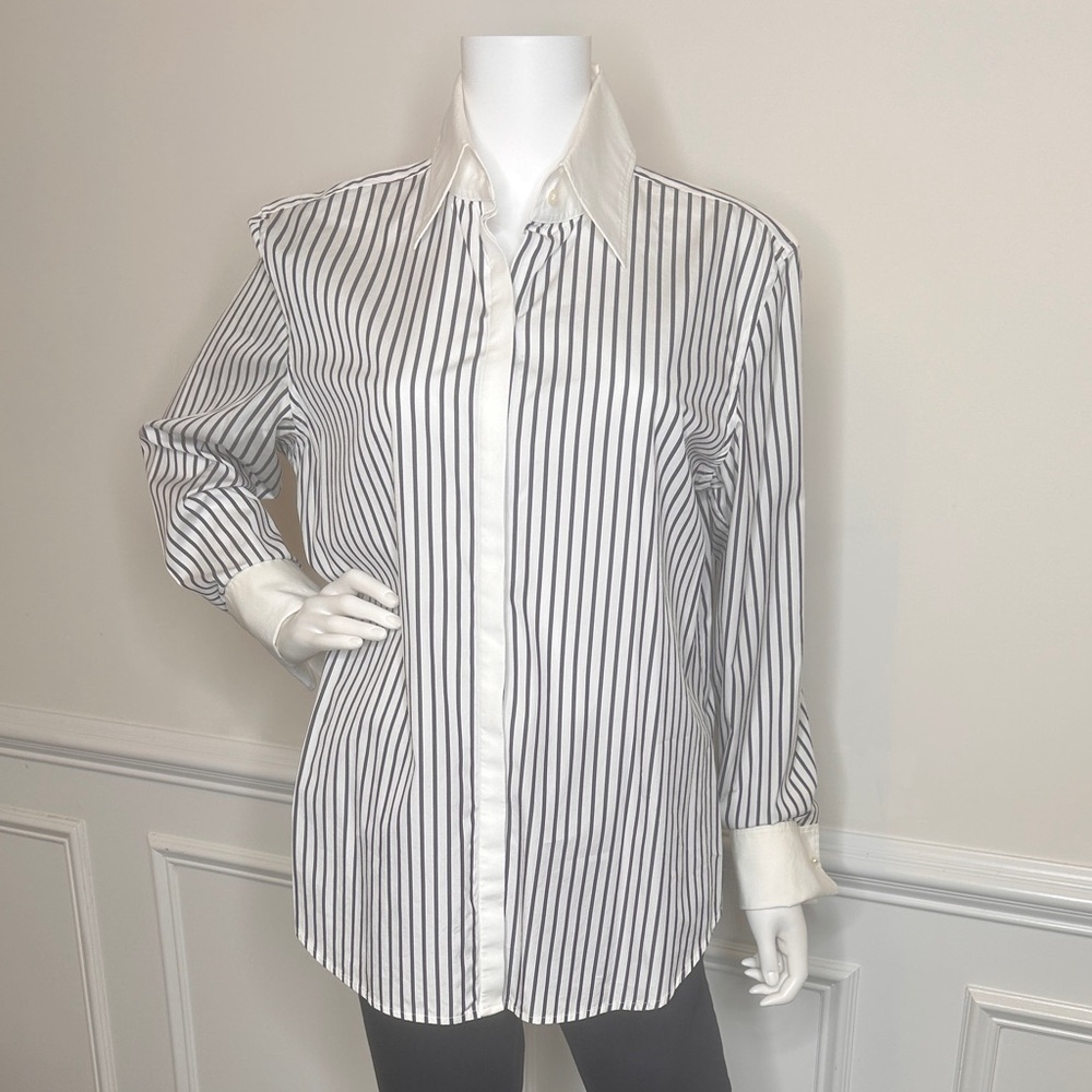 Lauren Ralph Lauren Navy & White Button Up Shirt, Sz. XL